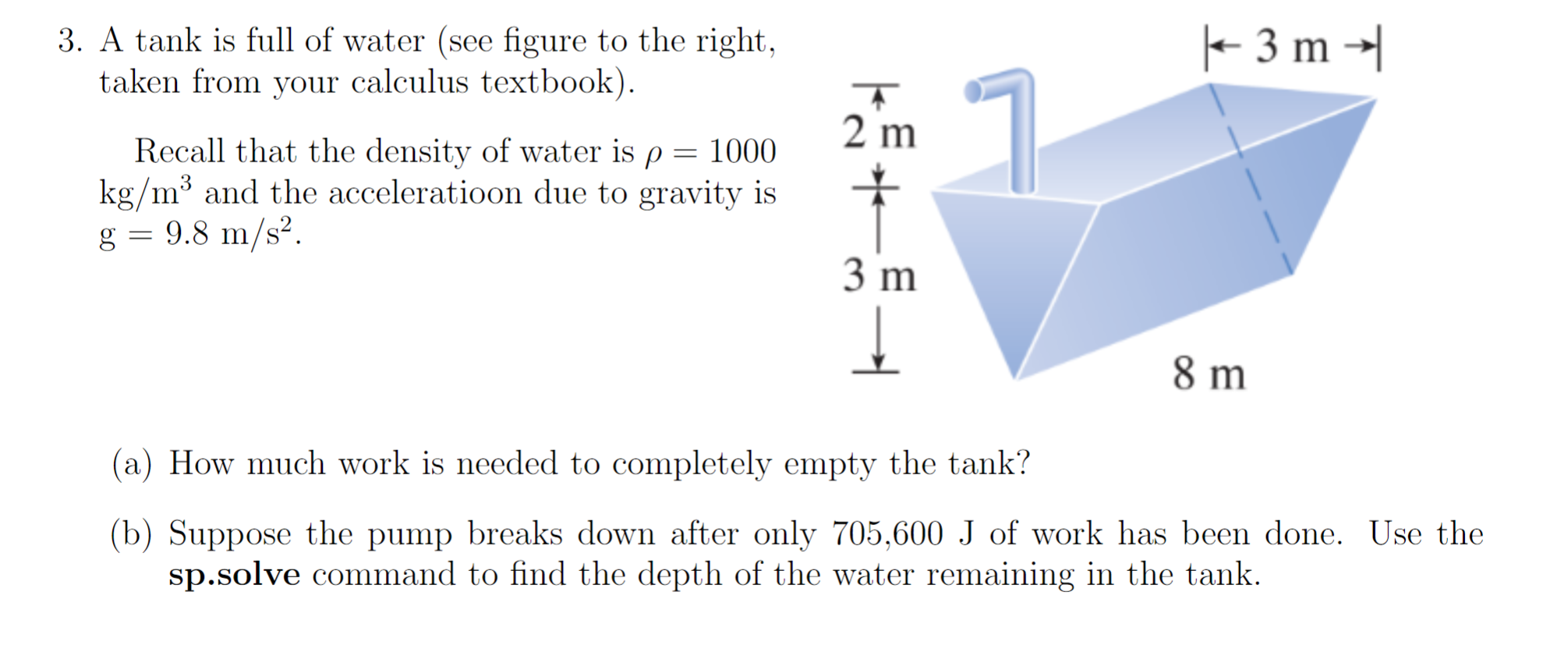 Solved A tank is full of water (see figure to the | Chegg.com