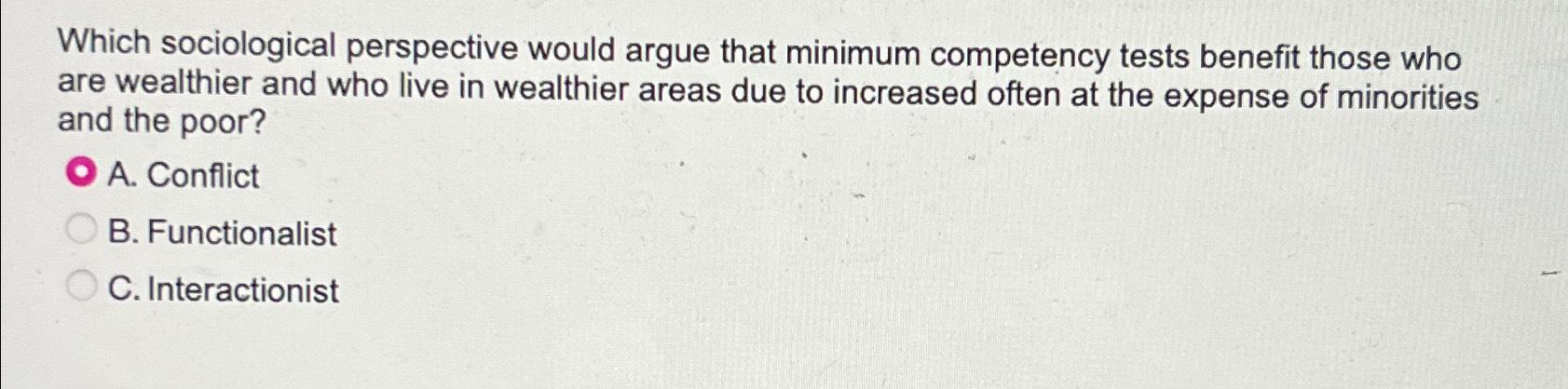 Solved Which Sociological Perspective Would Argue That | Chegg.com