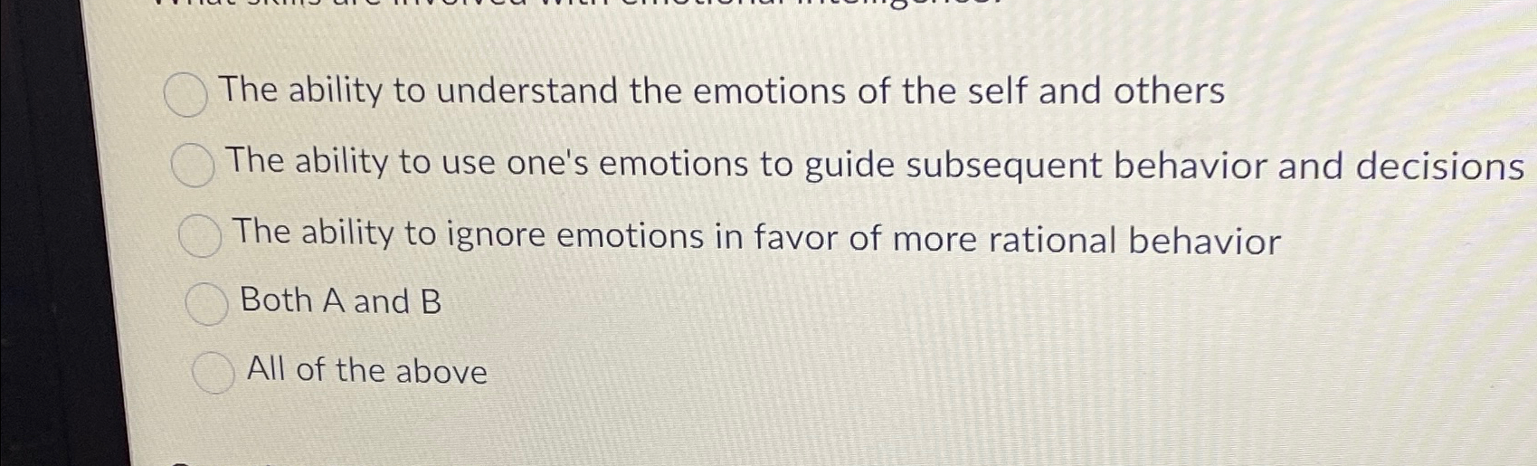 Solved The ability to understand the emotions of the self | Chegg.com