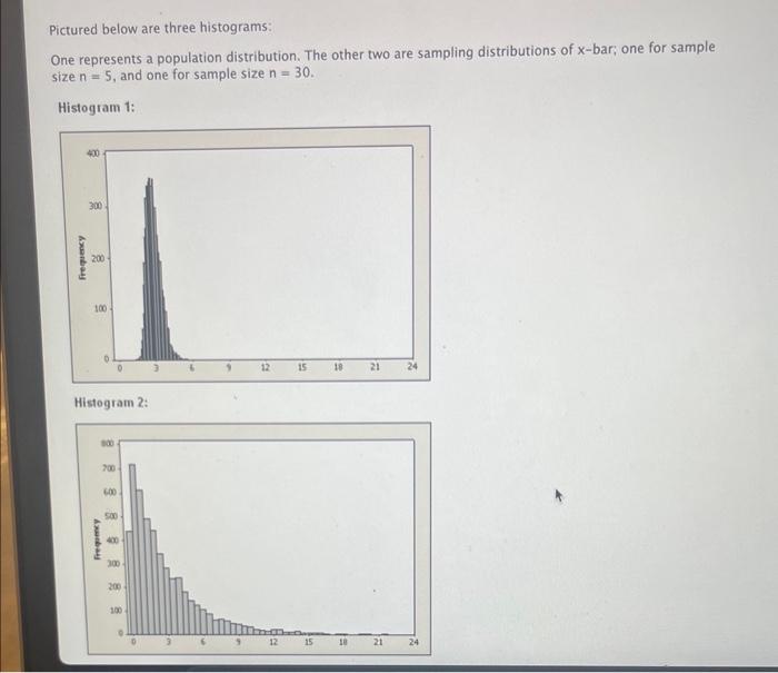 Solved Pictured Below Are Three Histograms One Represents A