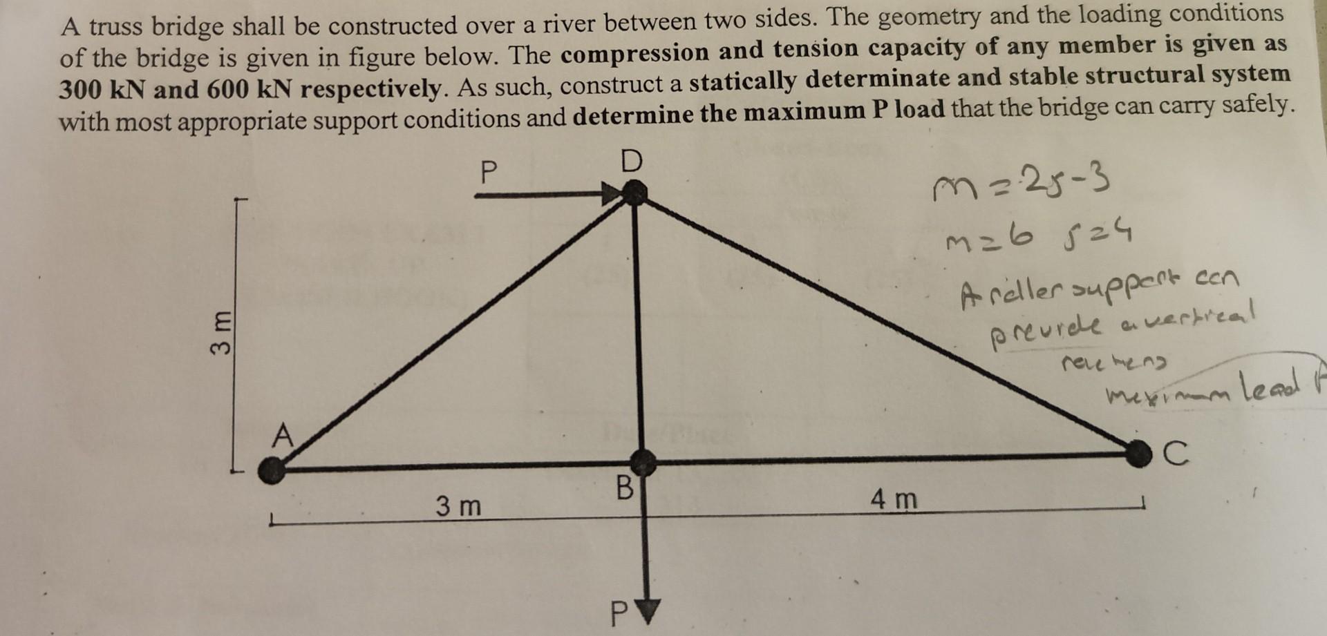 Solved A truss bridge shall be constructed over a river | Chegg.com