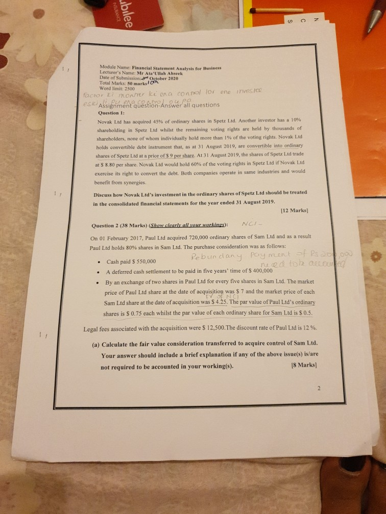 Ubilee Module Name Financial Statement Analysis F Chegg Com