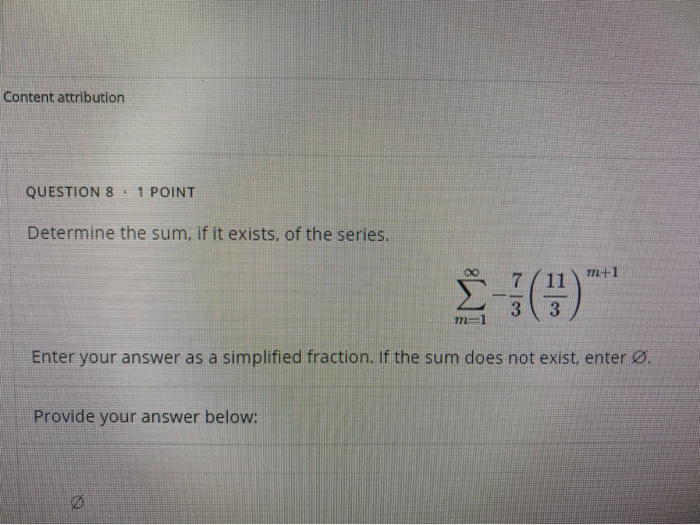 Solved Content attribution QUESTION 8 1 POINT Determine the | Chegg.com