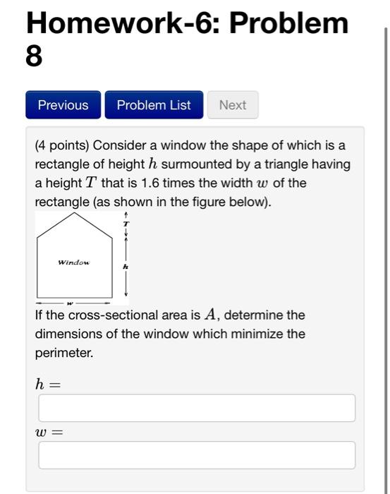 Solved Homework-6: Problem 8 (4 points) Consider a window | Chegg.com