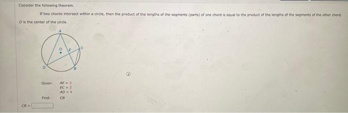 Solved Consider the following theorem. If two chords | Chegg.com