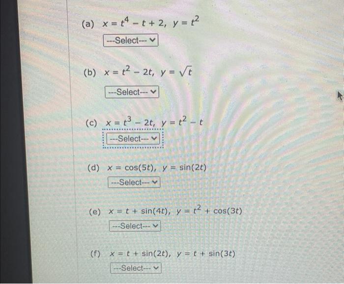 Solved Match The Parametric Equations With The Graphs | Chegg.com