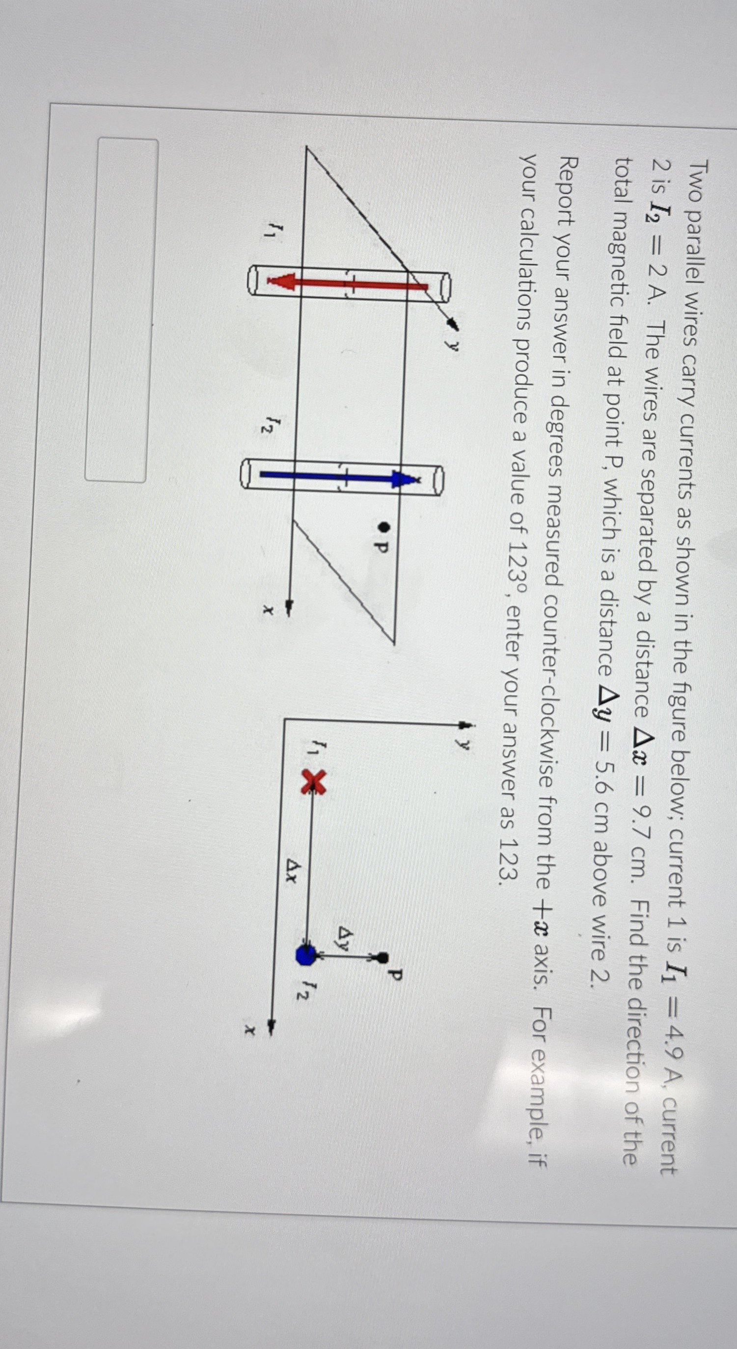 Solved Two parallel wires carry currents as shown in the | Chegg.com
