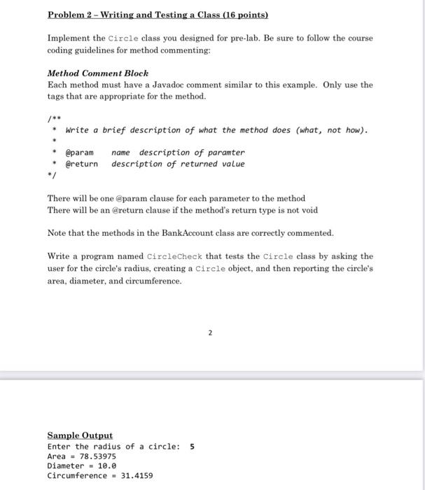 Solved Lab 8 Writing Classes The following exercises are to | Chegg.com