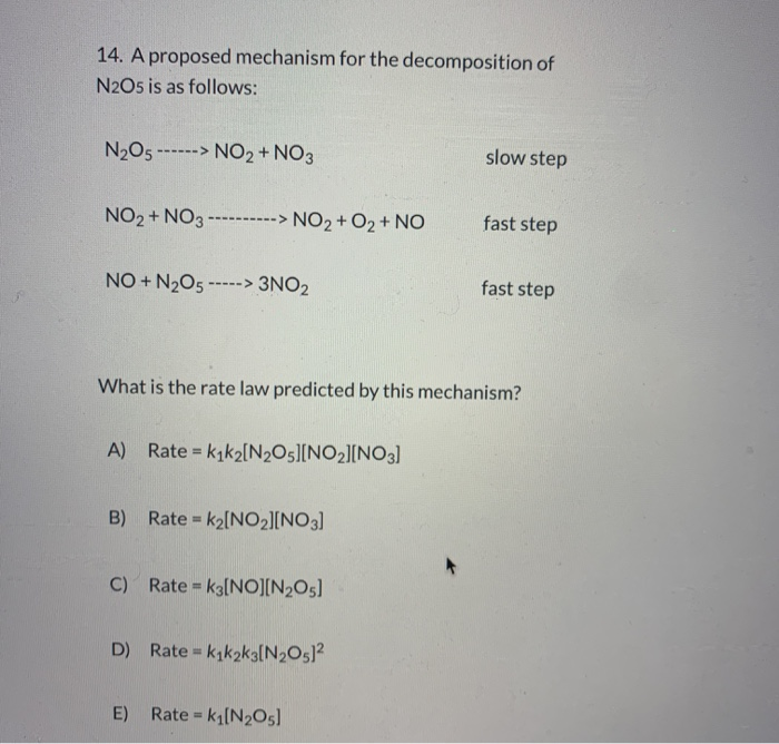 Solved 14. A proposed mechanism for the decomposition of | Chegg.com