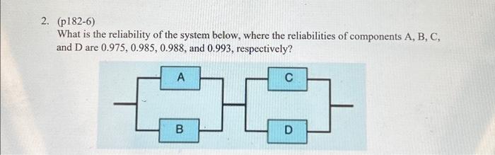 Solved 2. (p182-6) What is the reliability of the system | Chegg.com