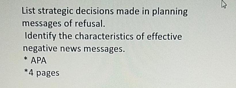 Solved List Strategic Decisions Made In Planning Messages Of Chegg Com