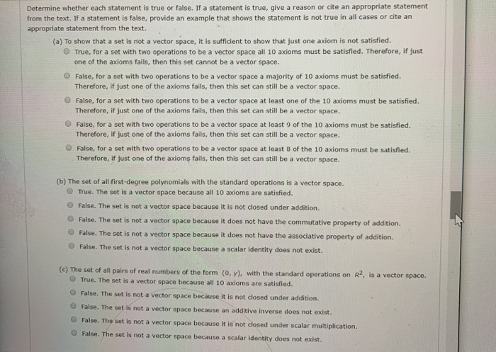 Solved Determine whether each statement is true or false. If | Chegg.com