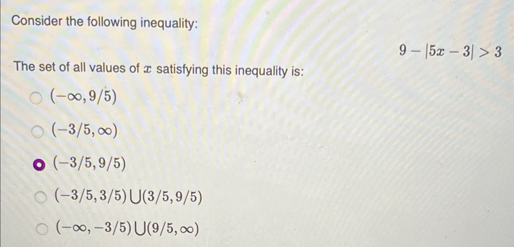 find the set of values of x satisfying the inequality