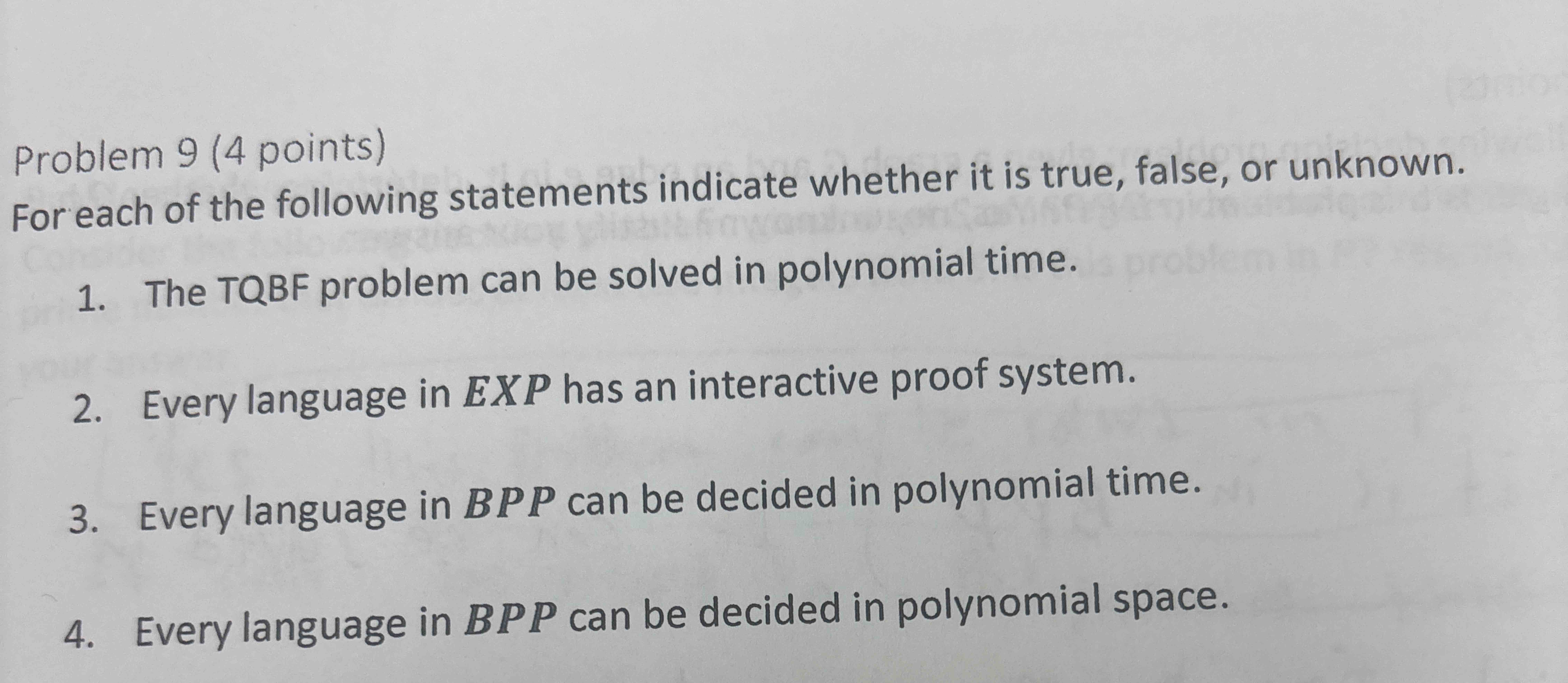 Solved Problem 9 (4 ﻿points)For each of the following | Chegg.com