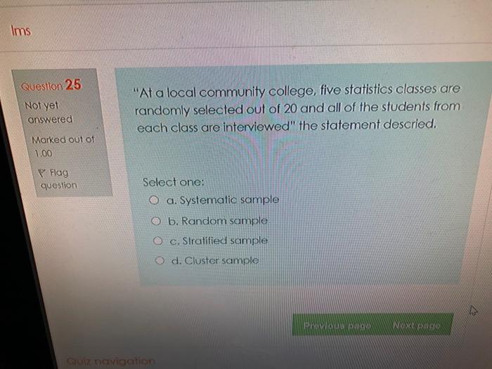 Solved Ims Question 25 Not yet answered "At a local | Chegg.com