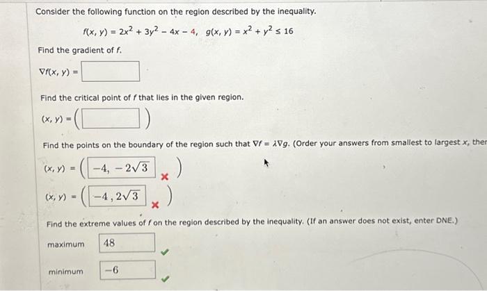 Solved Consider The Following Function On The Region 8309