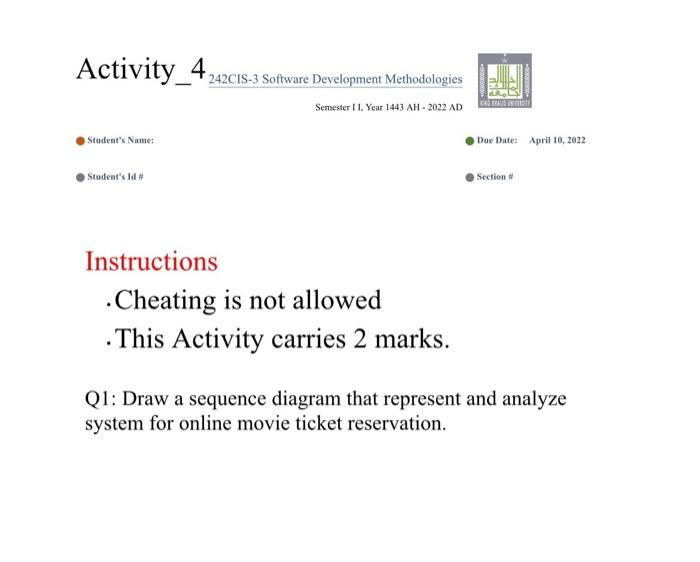 Solved Activity_4242C1S-3 Software Development Methodologies | Chegg.com