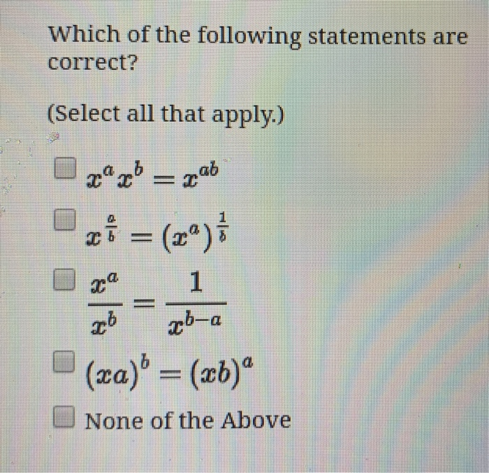 Solved Which of the following statements are correct? | Chegg.com