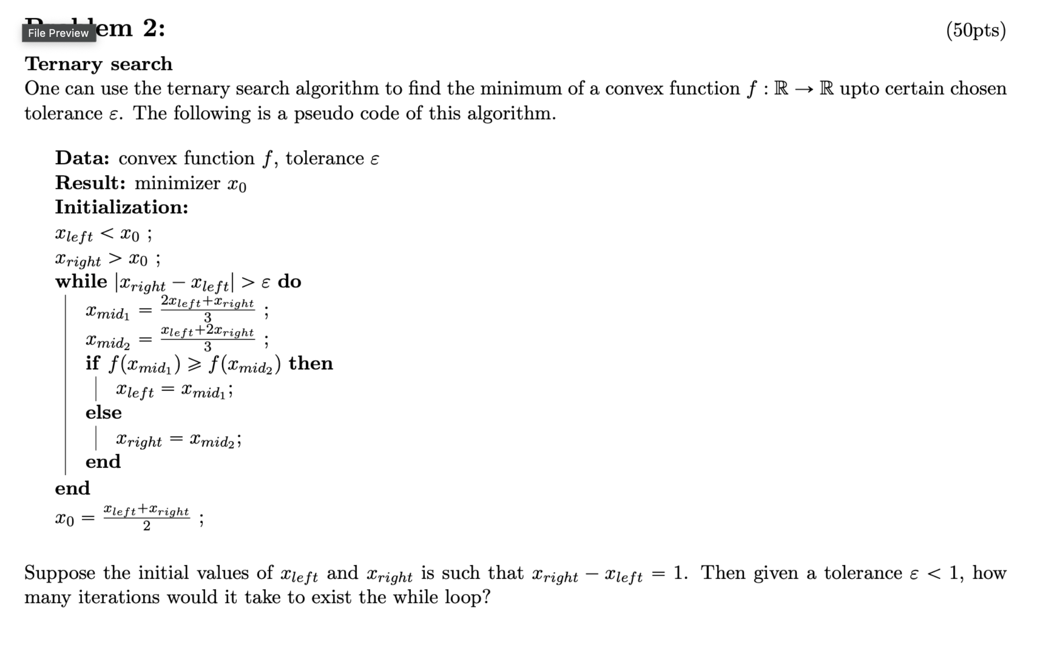 Solved File Preview 10 2:Ternary searchOne can use the | Chegg.com
