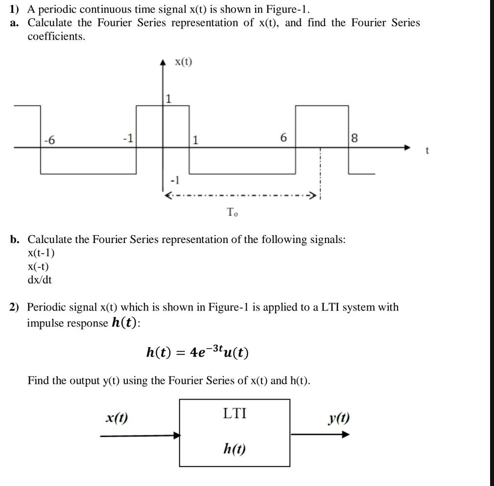 Solved 1 A Periodic Continuous Time Signal X T Is Shown In