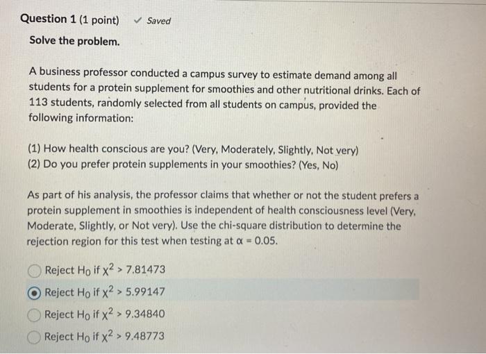 Solved Saved Question 1 (1 point) Solve the problem. A | Chegg.com