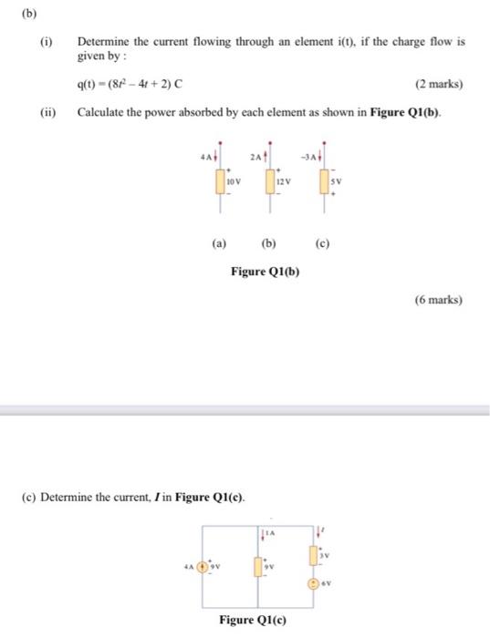Solved (b) (i) Determine the current flowing through an | Chegg.com