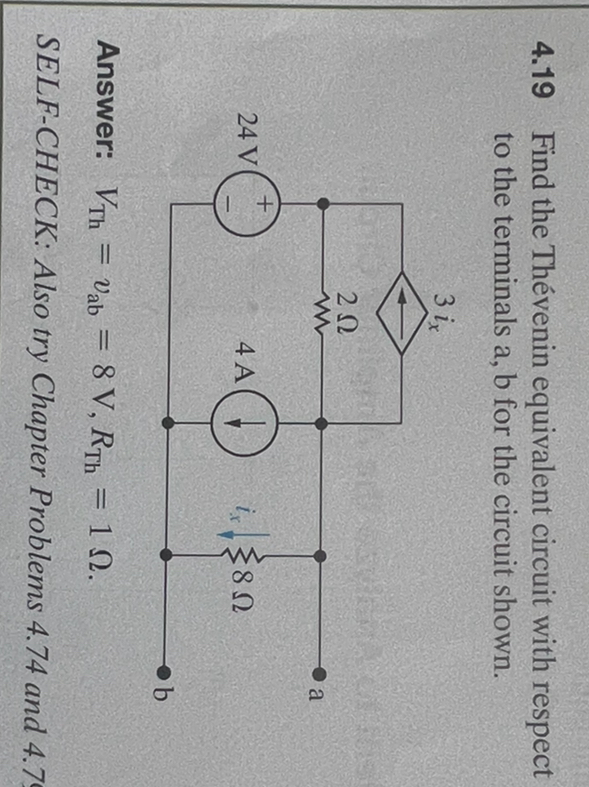 Solved 4.19 ﻿Find the Thévenin equivalent circuit with | Chegg.com