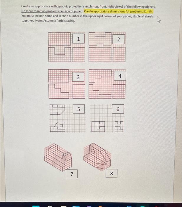 Solved Create an appropriate orthographic projection sketch | Chegg.com
