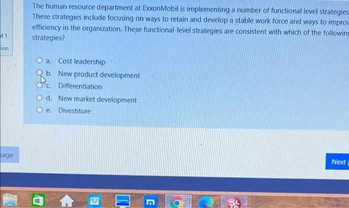 Solved The human resource department at ExxonMobil is | Chegg.com