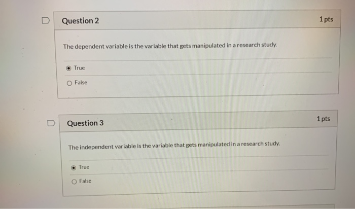Solved Question 2 1 pts The dependent variable is the | Chegg.com