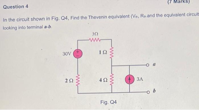 Solved Marks) Question 4 In the circuit shown in Fig. Q4, | Chegg.com