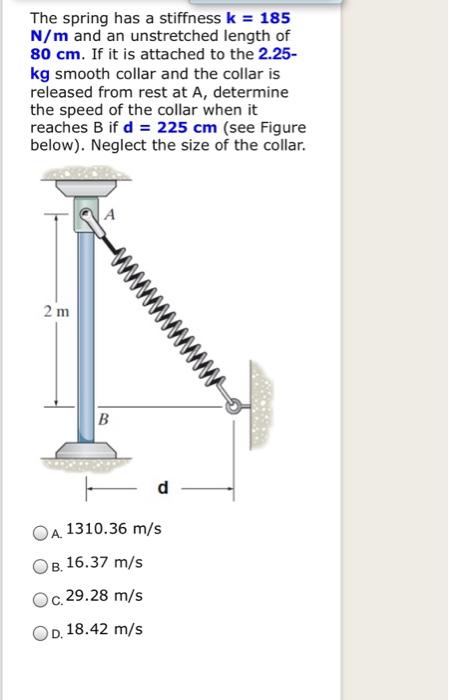 Solved The spring has a stiffness k = 185 N/m and an | Chegg.com