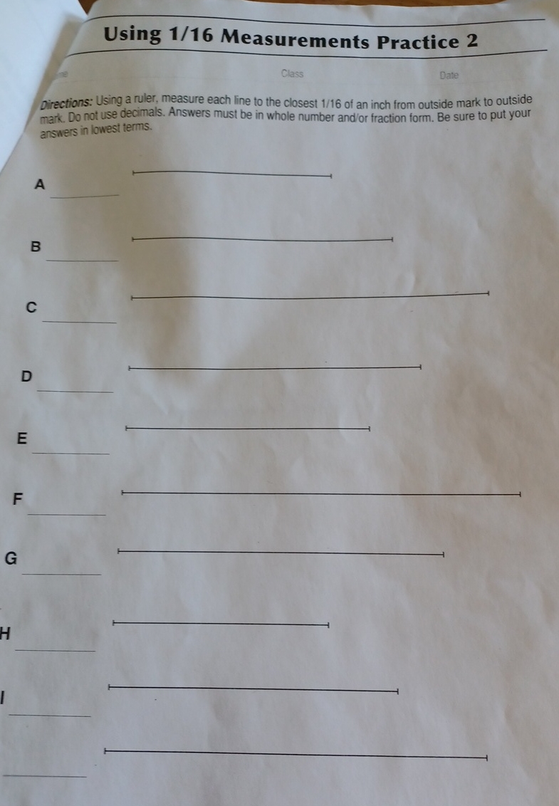 Solved Using 1/16 ﻿Measurements Practice | Chegg.com