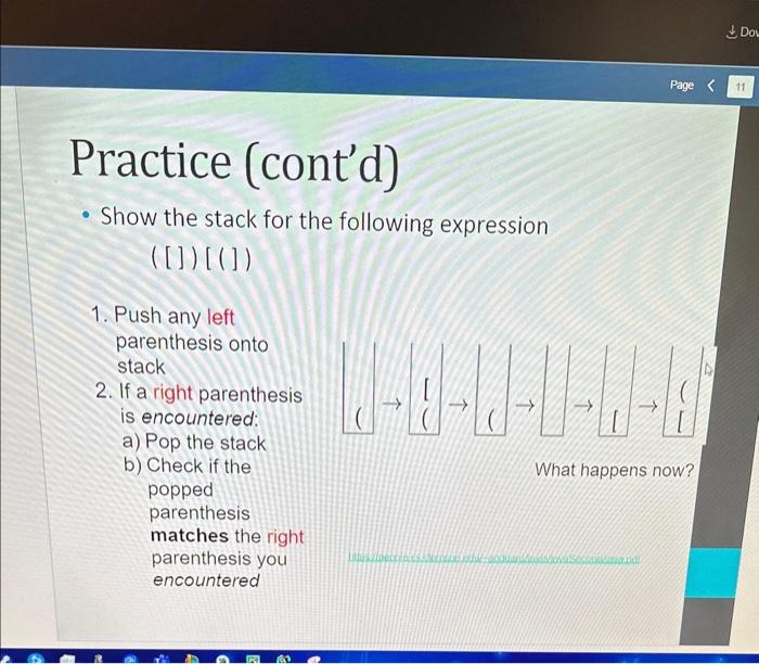 Solved - Show the stack for the following expression ( []) | Chegg.com