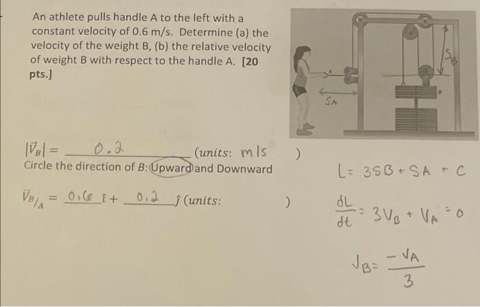 Solved An Athlete Pulls Handle A To The Left With A Constant | Chegg.com