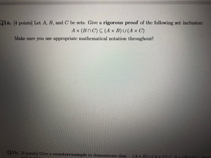 Solved Qla. [4 Points) Let A, B, And C Be Sets. Give A | Chegg.com