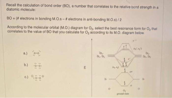 calculate the bond order for bo