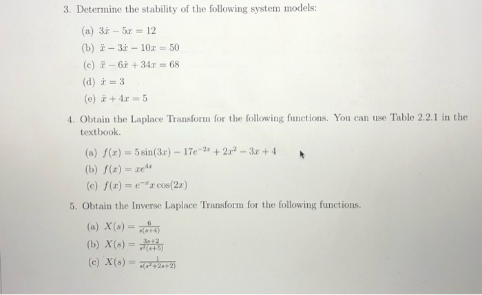 Solved 3 Determine The Stability Of The Following System Chegg Com