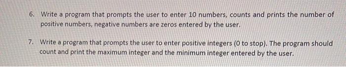 Solved 6. Write a program that prompts the user to enter 10 | Chegg.com