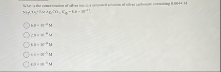 Solved What is the concentration of silver ion in a | Chegg.com