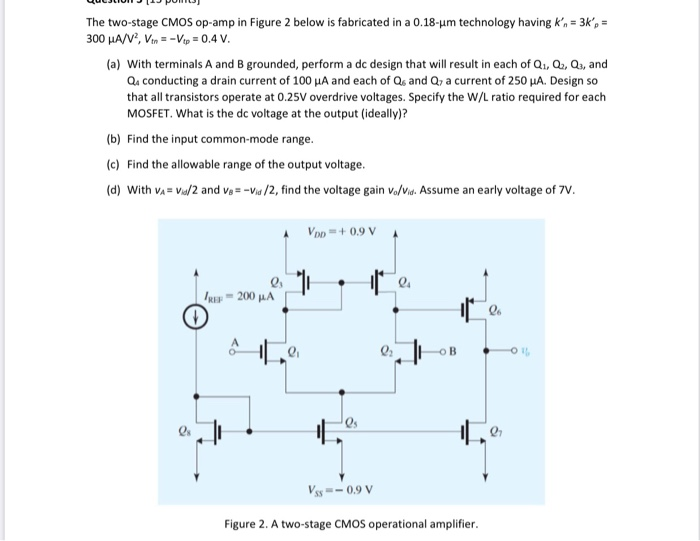 Solved The Two-stage CMOS Op-amp In Figure 2 Below Is | Chegg.com