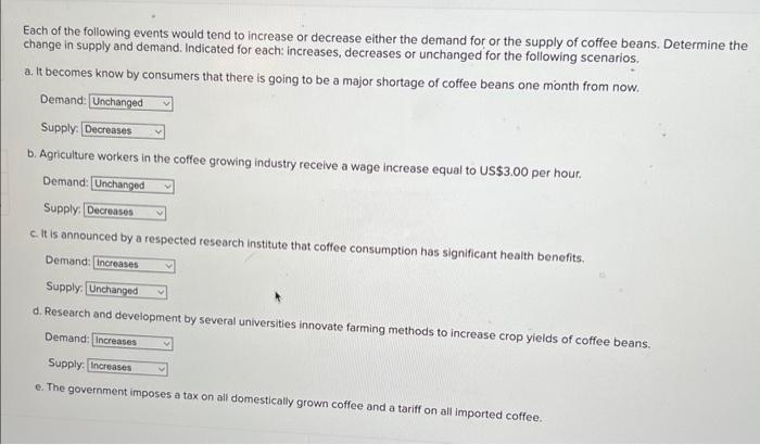 Solved Each of the following events would tend to increase | Chegg.com