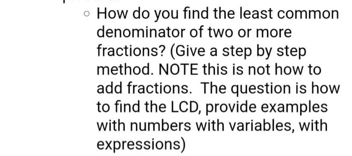 how do you find the least common denominator of two fractions