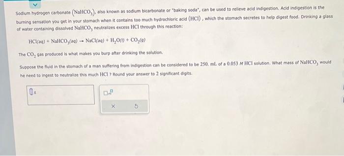 Solved Sodium Hydrogen Carbonate ( NaHCO3), Also Known As | Chegg.com