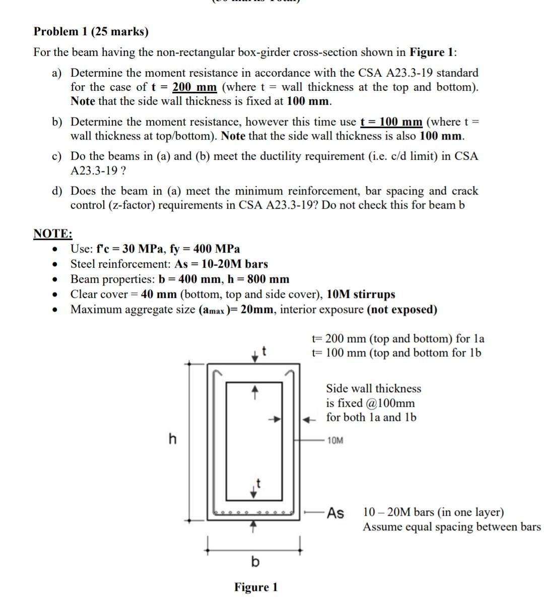 Solved Problem 1 (25 marks) For the beam having the | Chegg.com