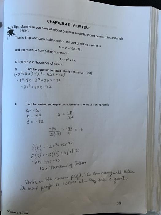 Solved Study Tip: Make sure you have all of your graphing | Chegg.com