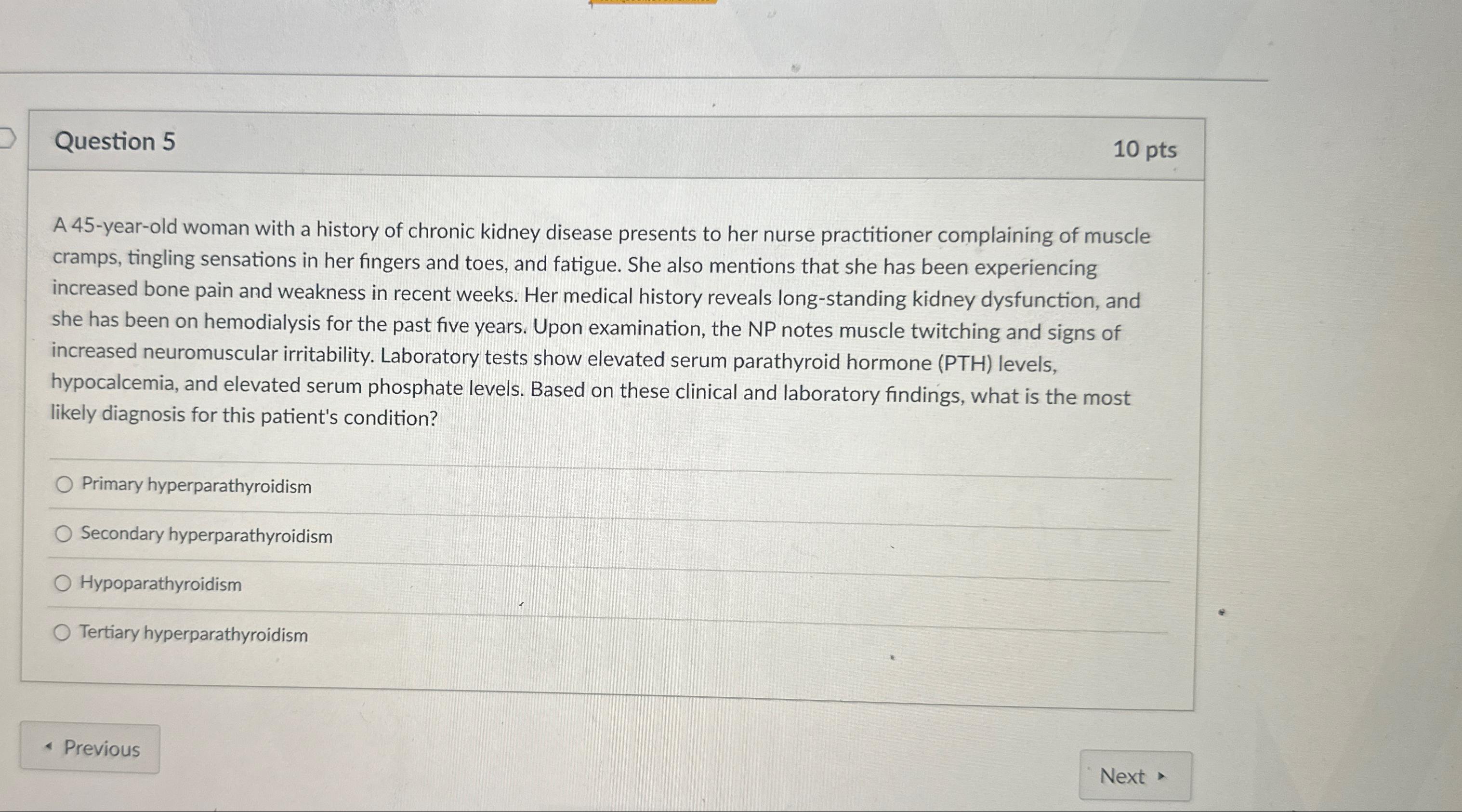 Solved Question 510 ﻿ptsA 45-year-old woman with a history | Chegg.com