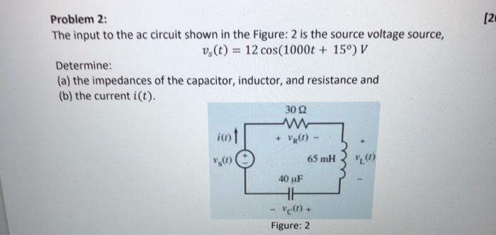 Solved [21 Problem 2: The input to the ac circuit shown in | Chegg.com