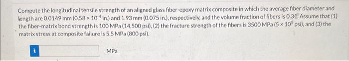 Solved Compute the longitudinal tensile strength of an | Chegg.com