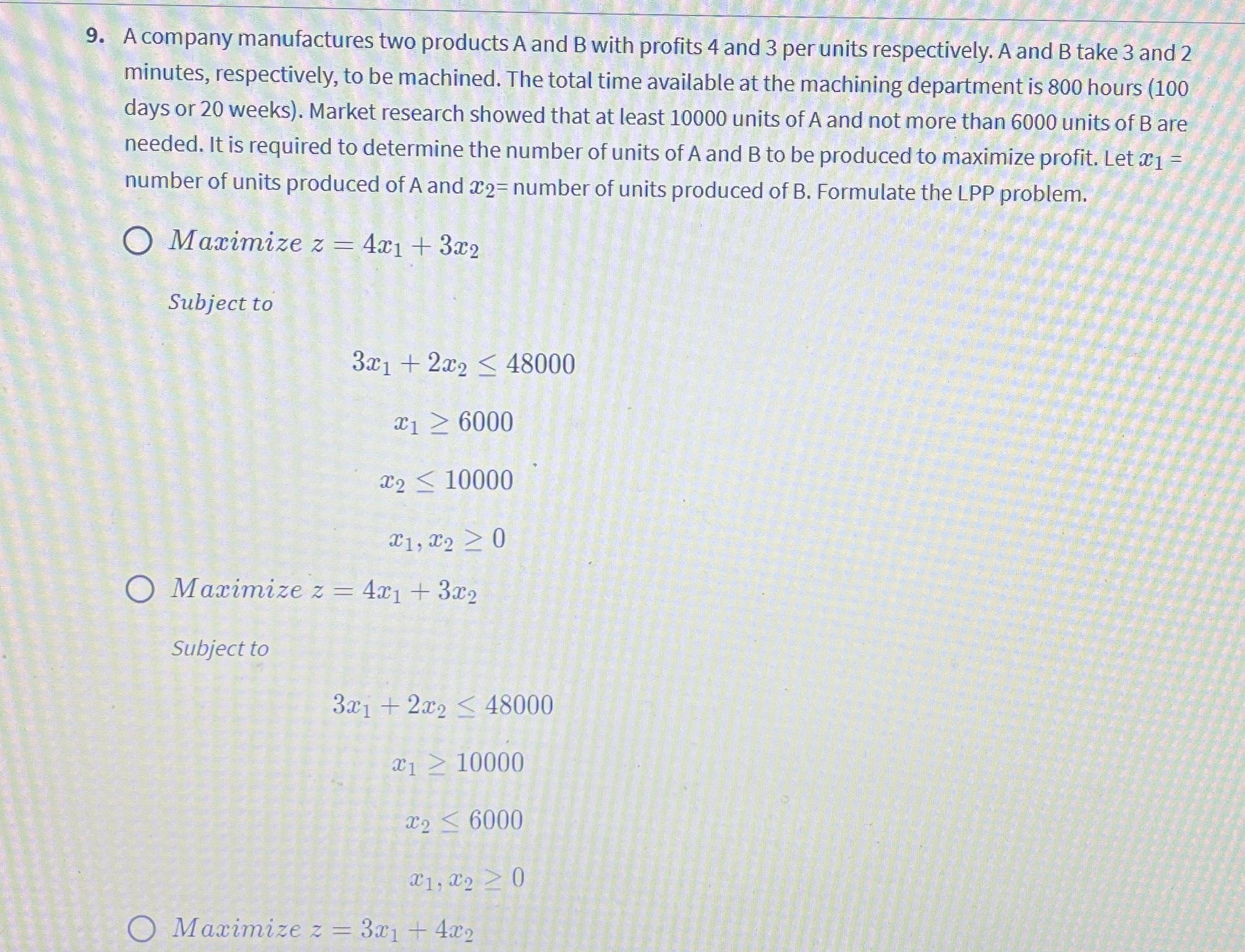 Solved A Company Manufactures Two Products A And B With | Chegg.com